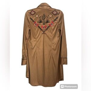 Suede Cactus Vintage Retro Style Duster Dress